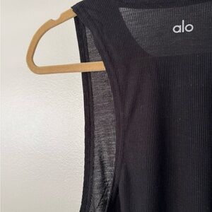 ALO Yoga Everyday Modal Black Ribbed Sleeveless Tank Top